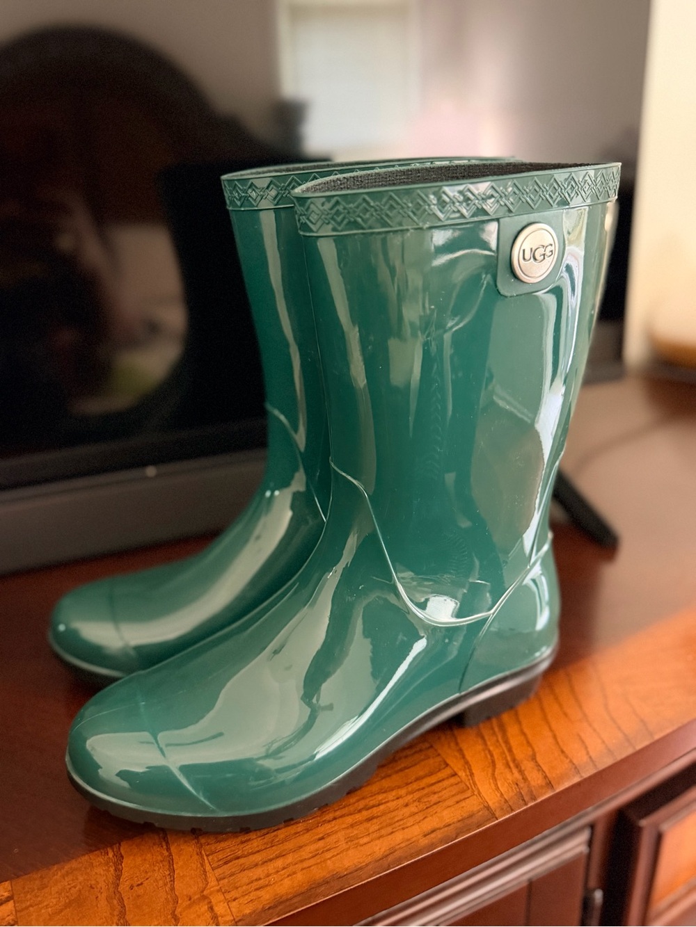 UGG Glossy Teal Mid-Calf Rain Boots